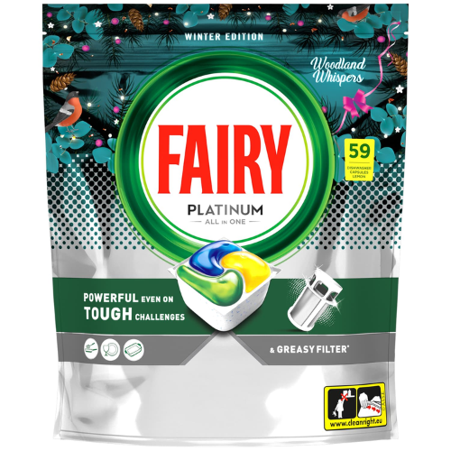 Fairy Platinum All In One Dishwasher Capsules Woodland Whispers 59pk 